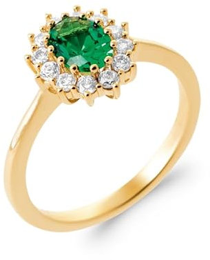 Bague Marquise Émeraude Plaqué Or 18 Carats 5 Microns Bijoux Tailles 50 à 60 (56)