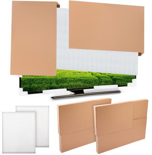 Feifeiya 10 Pcs Foam Mirror Box Set TV Box for Moving Picture Moving Include Large Case and Foam Flat Screen TV Cover Fits up to 65'' W x 36'' H for Art Display Protect Pack (40 x 60 x 4 Inches)