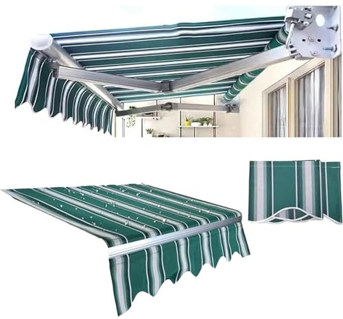 ZYXQQJ Balkon Markisenbespannung Für Einziehbare Klemmmarkise 2/2.5/2.8/3/3.5/3.6/4/5/6m Ersatz Markisenstoff Markisen Ersatzstoff Überdachung(Green,12x6.5ft/365x200cm)