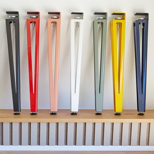 SOTECH Tischbein ColorLine in F-Form Höhe 464 mm verstellbar weiß konisch zulaufend von 70 auf 40 mm mit Klemmschraube (ohne Bohren) für Beistelltisch, Couchtisch, Bank