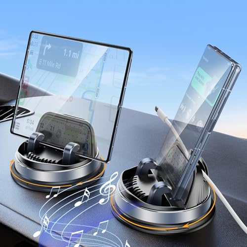 Z Fold 7 6 Support de téléphone portable pour voiture, [Amplification du son] Support de voiture rotatif à 360° pour tableau de bord, iPad Mini, Phone Car Mount pour iPhone 16/15 Pro Max, Samsung S25