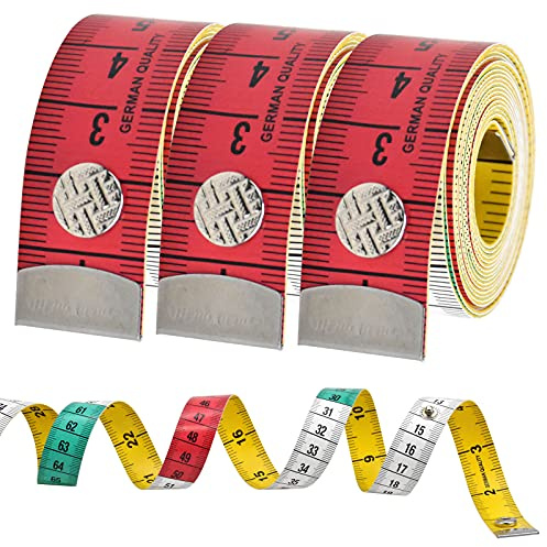 3 Stück Schneidermaßband, Körpermaßband 150cm/60 Zoll, Maßband cm/Zoll für Nähen, Physiotherapie, Brust-/Taillenumfang, Rollmaßband für Haushalt und Familie