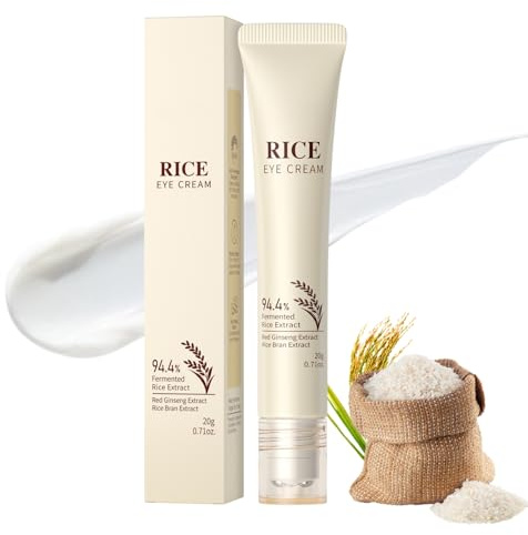 Natürliche Reis-Extrakt Augencreme mit Hyaluron - Augenpflege gegen Falten, Augenringe & Tränensäcke – Feuchtigkeitsspendende Eye Cream für geschmeidige Haut – Korean Skincare – 20g