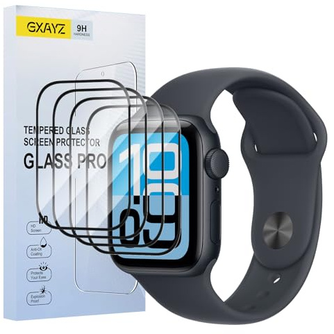 GXAYZ [4 Pieces] Protection écran pour Apple Watch SE 3 GPS 40 mm，Protecteur Films Couverture complète TPU Anti-Rayures Screen Protector, Dureté 9H, Sans Bulles, HD Clarté
