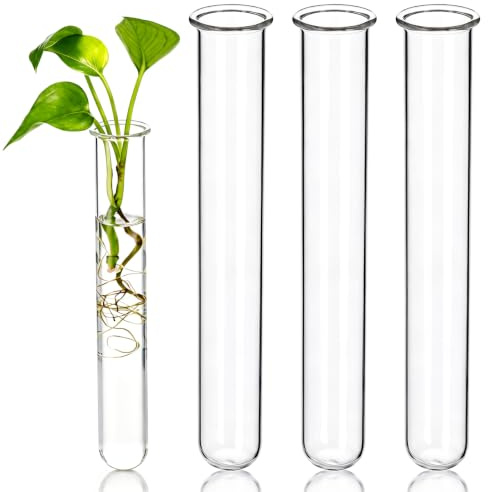 jojofuny 4pcs Transparent Glass Test Tube Vases Hydroponic Plant Tubes | Hydroponic Plant Vases, Clear View Roots, Easy to Clean Glass, for Displaying Flowers