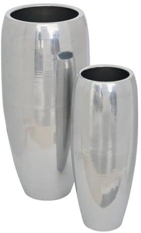Atmosphera - 2 caches-Pot reso en Acier 33x33x70cm Argent