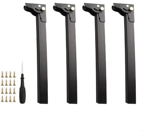Tidgel Lot de 4 pieds de table pliants, autobloquants en alliage d'aluminium pour tables basses de camping, 30 cm, noir