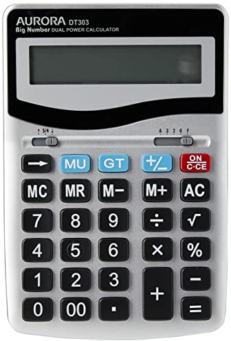 Aurora DT303 Desktop Calculator with Large Display and Keys,Silver