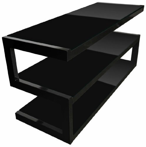 NorStone Esse Meuble TV contemporain 3 tablettes Finition Noir Laqué