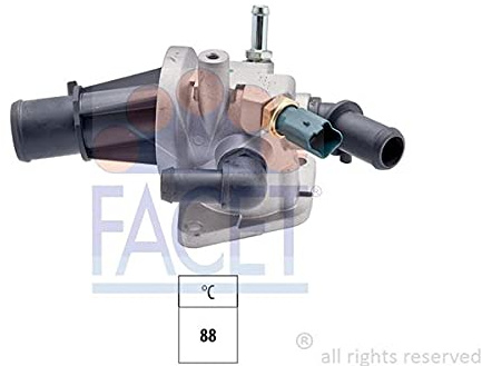 FACET Thermostat Kühlmittel Kühlwasserthermostat mit Dichtung Öffnungstemperatur:88°C für OPEL Corsa C Schrägheck (X01) Meriva A (X03) Tigra TwinTop (X04) AGILA (A) (H00) COMBO Kasten/Kombi COMBO Tour