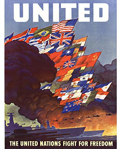 Wee Blue Coo Prints Propaganda WWII WAR Allies United Nations Fight Freedom FINE Art Print Poster 30x40cm 2. Weltkrieg Krieg Vereinigt Nationen Kampf Kunstdruck