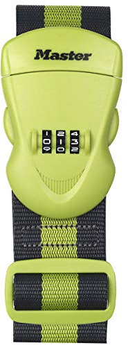 Master Lock 4701EURDGRN Gepäckgurt mit individuell einstellbarer Zahlenschloss, Grun, 190 x 6,5 x 4,8 cm