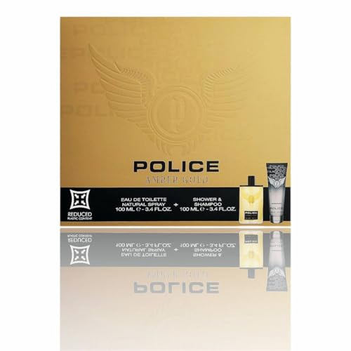 Police Geschenk-Set für Herren, Eau De Toilette, Spray 100 ml + Dusch-Shampoo 100 ml (Set, Amber Gold)