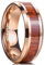 NUNCAD Ring Unisex 8mm Rosegold mit Hawaii Tochigiholz Design, 70er der Ring für Partnerschaft aus natürlicher Fashion, Größe 57 (18.1)