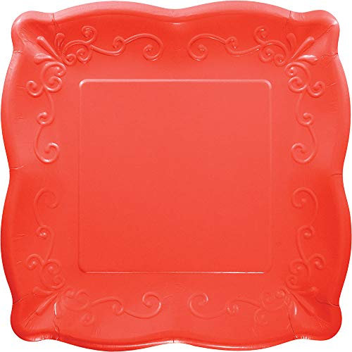 Creative Convertting 8C333398 - Plato cuadrado (25,5 cm), color coral