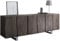 DELIFE Kommode Live-Edge Akazie Platin 220 cm 6 Türen Massivholz Baumkante Sideboard