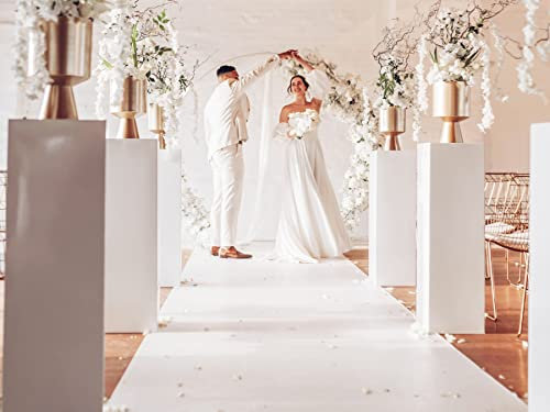 Tapis de Mariage Blanc PODIUM | Tapis de Cérémonie - Événement Soirées Gala Fêtes VIP | Résistance au feu B1 | Tapis au Mètre - 1,50m x 1m