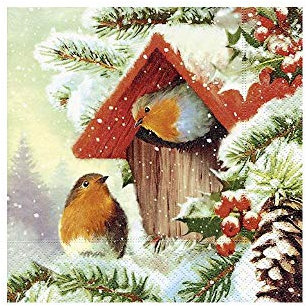 Paper + Design GmbH tabletop Coming Home 20 Servietten Weihnachten Rotkehlchen 33x33cm