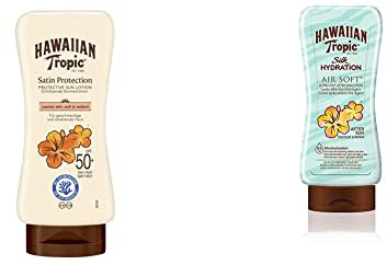 Hawaiian Tropic Satin Protection Sun Lotion Sonnencreme LSF 50+, 180 ml, 1 St + Silk Hydration Air Soft After Sun Lotion, 180 ml