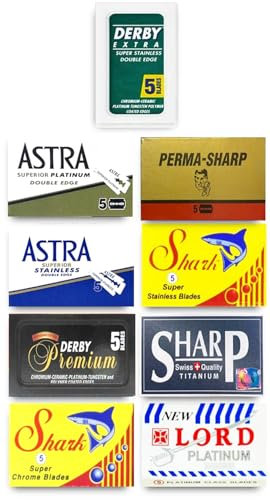 45 Qualität Double Edge Rasierklingen Sampler (9 verschiedene Marken)