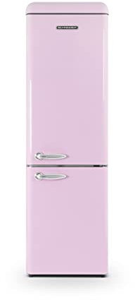 SCHNEIDER SCCB250VP, Réfrigérateur combiné vintage, 249L (180+69), Froid statique, 4 clayettes verre, Pose libre, Pieds réglable, Rose