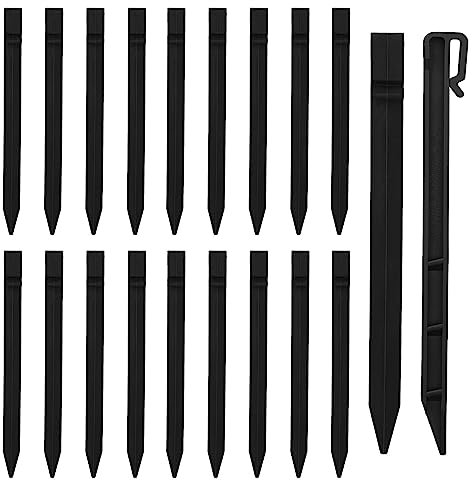 HJHIWE Lot de 20 piquets de jardin en plastique pour bordure de paysage, 25,4 cm de long, robustes et plus grands durables, barrière contre les mauvaises herbes, pour décorations extérieures, bordures