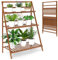 COSTWAY 3 Tier Bamboo Plant Stand, Multi Layer Folding Flower Pots Rack Shelves Plants Ladder for Balcony Living Room Patio (Brown)