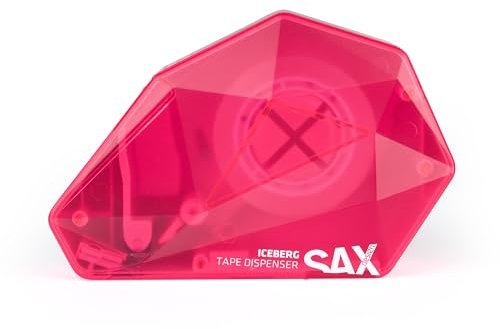 SAX ICEBERG Einhand-Klebebandabroller, Pink, inkl. 1 x Klebeband, Einhand-Bedienung, für Längenkontrollen beim Kleben, Staubabdeckung für sauberes Klebeband