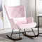 HomeMiYN Sedia a Dondolo Allattamento Sofà Singolo Reclinabile in Velluto Moderna Poltrona Relax Trapuntato con Braccioli e Alto Schienale per Soggiorno Balcone Camera da Letto (Rosa)