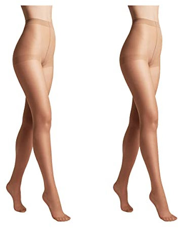 Conte elegant 2er-Pack langlebige Damenstrumpfhose Halbmatt - SOLO 40 DEN - Damen Feinstrumpfhose Strumpfhose mit markiertem Höschenteil - Einfarbig Farbe Beige Größe 5