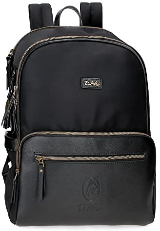 El Potro Lana Mochila para Portátil Adaptable a Carro 14 Negro 30x40x11 cms Poliéster y PU