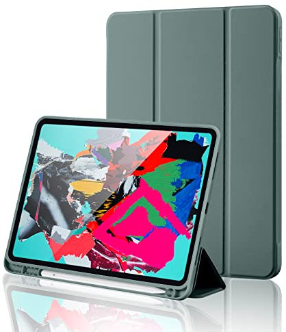 Custodia Cover per iPad 11 Generazione A16 11 Pollici 2025/iPad 10 Generazione 10,9 Pollici 2022 con portapenne, Supporto Sottile con Retro Rigido Cover con Auto Svegliati/Sonno, Verde Pino