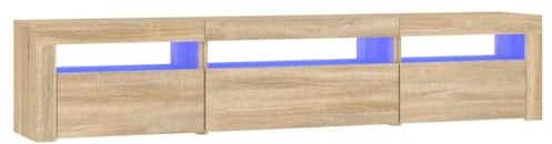 vidaXL TV Cabinet with LED Lights Media Furniture Entertainment Centre Media Unit HiFi Cabinet Sideboard TV Console Sonoma Oak 195x35x40 cm
