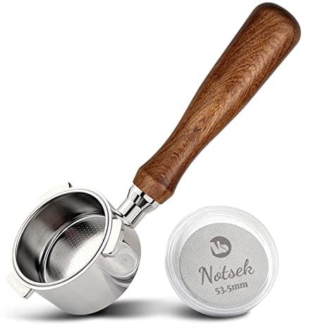 NOTSEK Porte-filtre sans fond de 54 mm avec écran de 54 mm pour Sage 8 Series 870/875/878/880, porte-filtre sans fond de 54 mm avec panier filtre en acier inoxydable et poignée en bois massif