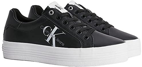 Calvin Klein Damen Vulcanized Sneaker Flatform Laceup Plateau, Schwarz (Black), 39