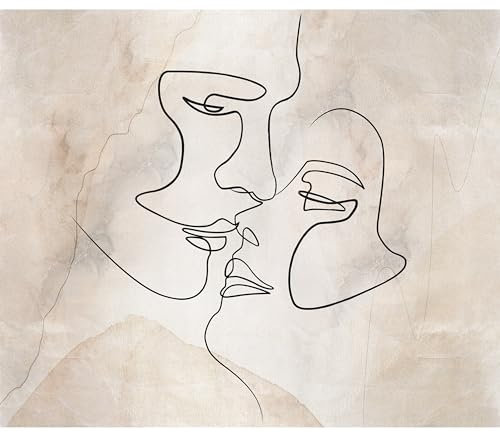 murando - Fototapete Premium-Vlies Abstrakt 350x256cm - Foto Tapete Wohnzimmer Moderne Vliestapete XXL Wandtapete Motivtapeten Bildtapete 3d Effekt Wand Dekoration Line Art Gesichter Betonoptik