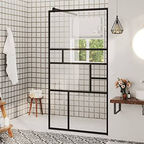 Tidyard Paroi de douche fixe transparente et noire Style industriel 80 x 195 cm