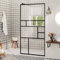 Tidyard Mamparas de Ducha Pantalla,Mampara Ducha Fija de Transparente y Negro,Mampara de Ducha Frontal Panel Fijo Estilo Industrial 80x195 cm