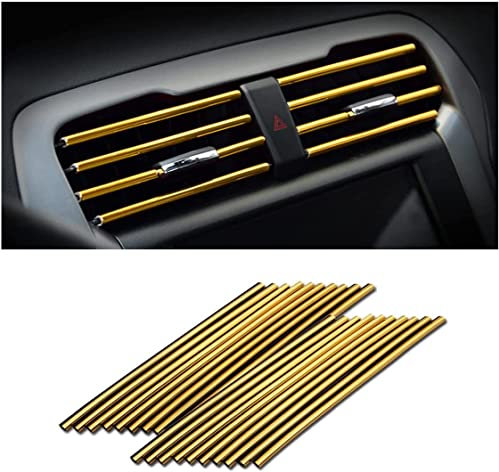 20 Piezas Tiras Decorativas para el Aire Acondicionado del Coche, Accesorios para el Interior del Coche, Tira Decorativa Multicolor para la MayoríA de las Salidas de Aire (Oro)