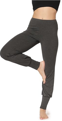 Bellivalini Yoga Hose Damen Lang Haremshose Bequeme Sommerhose Damen Leicht Freizeithose Trainingshose BLV50-278 (Dunkelmelange, XS)