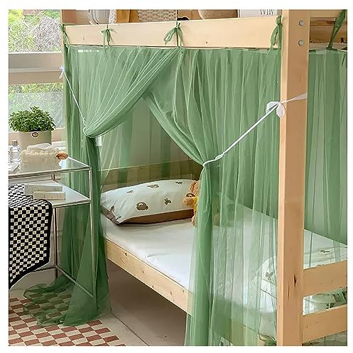 LONONE Moustiquaire lit à baldaquin Rideaux de lit à baldaquin Simples pour lit superposé inférieur Rideau Cadre à baldaquin pour dortoir d'étudiants,Matcha,90cm