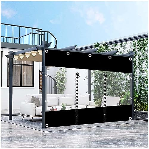 Durchsichtige Outdoor-planenvorhange, Pergola Gazebo Garten Carport wasserdichte Plane Seitenwände, Transparente PVC Vinyl Plane Mit Ösen, 0.5mm Trennwand Regenvorhänge,LxH-2.3x3m/7.5 * 9.8ft