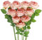 JUSTOYOU, 10 rose artificiali in seta a stelo singolo, fiori finti per casa, feste, bouquet di nozze (rosa carne)