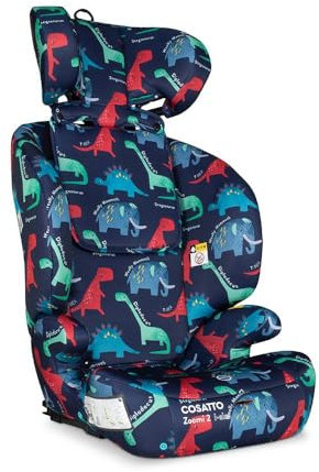 COSATTO Autositz Zoomi 2 iSize - Von 76cm bis 150cm (ca.15 Monate bis 12 Jahre), ISOFIT, verstellbare Kopfstütze, Seitenaufprallschutz, einfache Installation, R129 getestet (D for Dino)