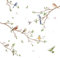 Runtoo Wandtattoo Vögel auf Baum Ast Wandaufkleber Grüne Blätter Zweige Blumen Wandsticker Schlafzimmer Wohnzimmer Babyzimmer Kinderzimmer Fenster Wanddeko