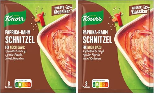 Knorr Fix Würzmischung Paprika-Rahm Schnitzel für ein leckeres Schnitzel Gericht mit natürlichen Zutaten 43 g 1 Stück (Packung mit 2)