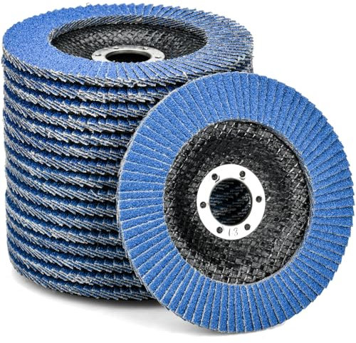 HATANSE 10 Disques Abrasifs à Lamelles Ø 125 mm x 22.2 mm Grain 80 Disques à Lamelles Disques à Meuler pour Enlever Ebavure, Rouille, Polissage, Finition, Bleu