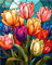 TISHIRON Malen Nach Zahlen Erwachsene und Kinder Anfänger Gemälde Blumen DIY Handgemalt Ölgemälde Kit inklusive Pinsel und Acrylfarbe 40 x 50 cm(Rahmenlos) - Tulpen