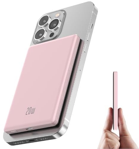 Batterie Externe Magnétique sans Fil, 20W Petit Charge Rapide Power Bank 5000mAh avec USB-C Entrée & Sortie Mini Chargeur Portable Compatible avec iPhone 15/14/13/12 Serie