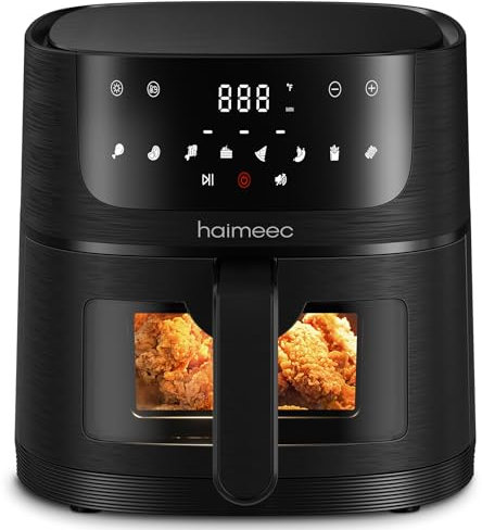 HAIMEEC Friggitrice ad aria 4L, 8 preimpostazioni air fryer, Funzione Shake e Grill, Temperatura e timer regolabili, Schermo Tattile Digitale, 78 Ricette, Componenti Antiaderenti, Facile da Pulire